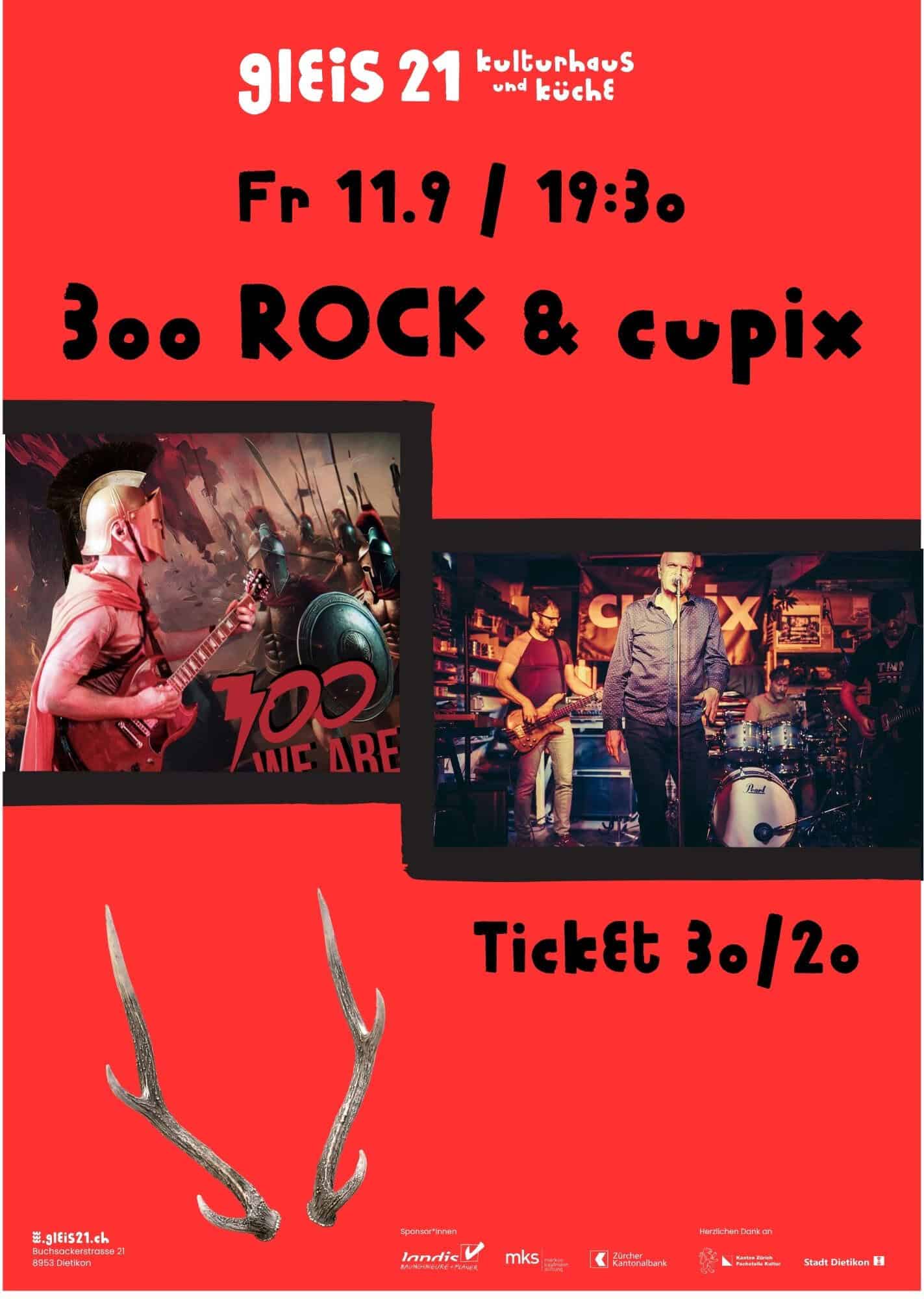 Band auf der Bühne bei 300 ROCK & cupix im Gleis21 Kulturhaus.