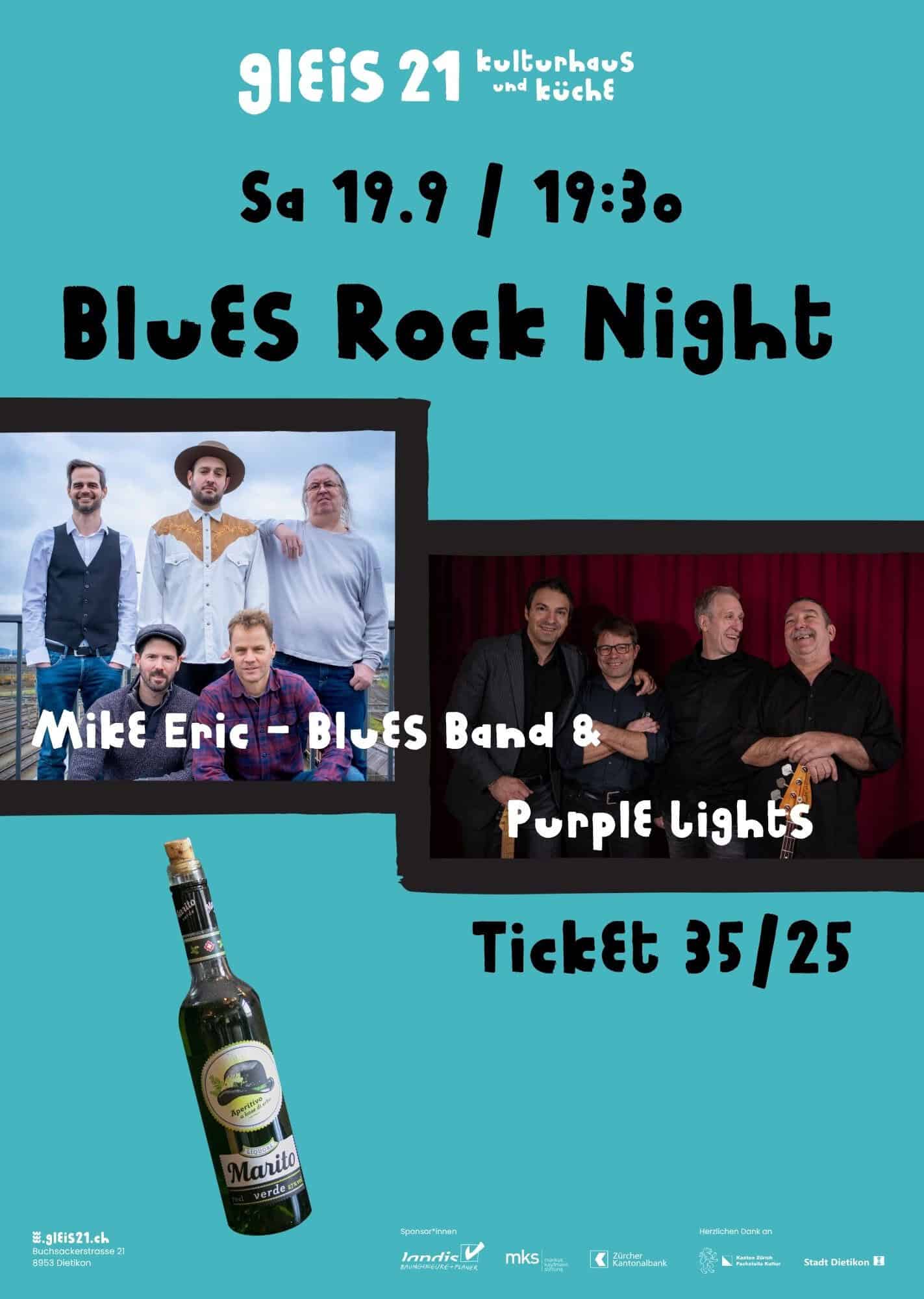 Blues Rock Night mit Purple Lights & Mike Eric Blues Band im Kulturhaus Gleis 21.